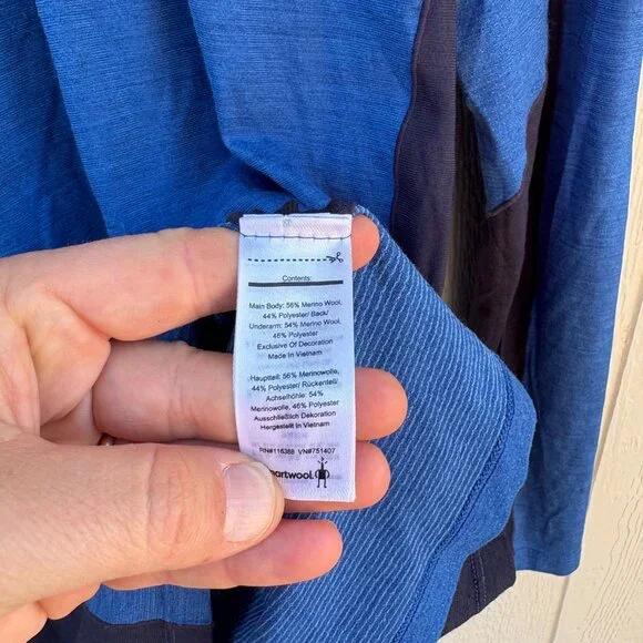 Smartwool Merino Sport 150 Long Sleeve 1/4 Zip Men's Large Blue Outdoor Gorpcore - Picture 6 of 10